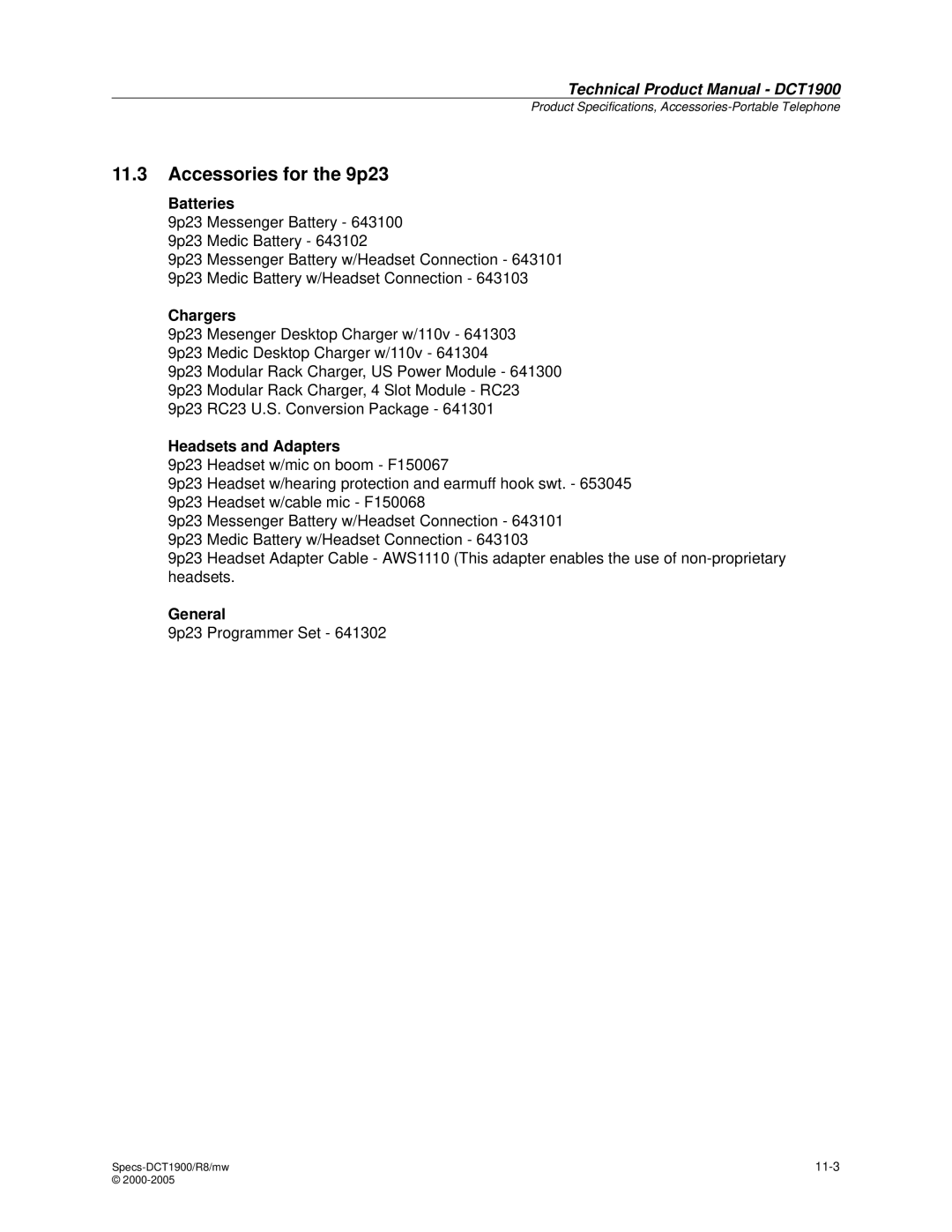 Nortel Networks DCT1900 manual Accessories for the 9p23, Headsets and Adapters 