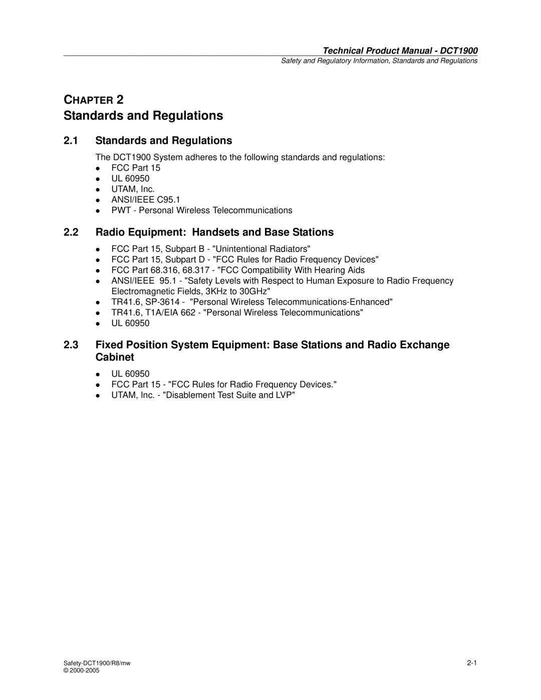 Nortel Networks DCT1900 manual Standards and Regulations, Radio Equipment Handsets and Base Stations 