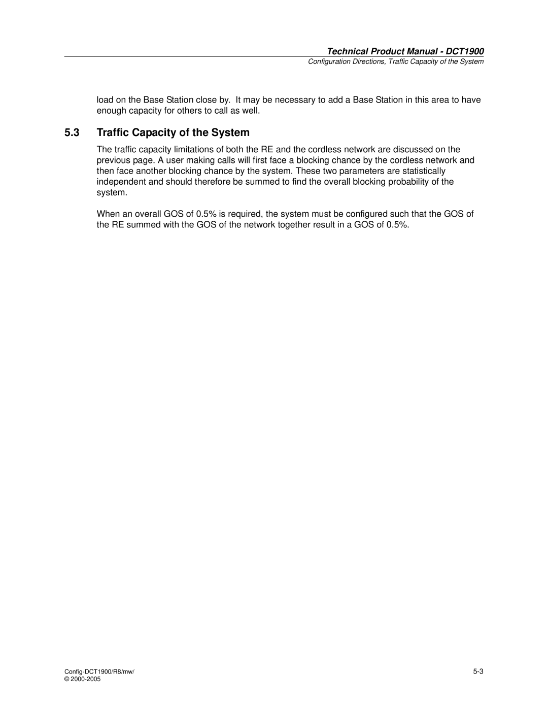 Nortel Networks DCT1900 manual Traffic Capacity of the System 