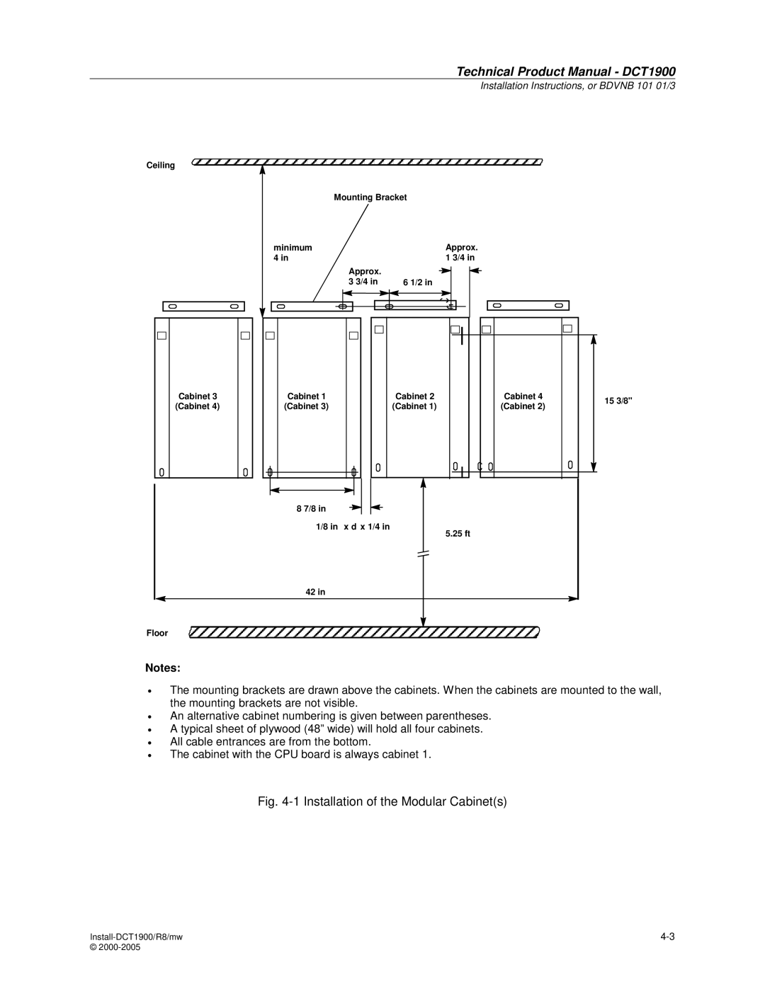 Nortel Networks DCT1900 manual Installation of the Modular Cabinets 