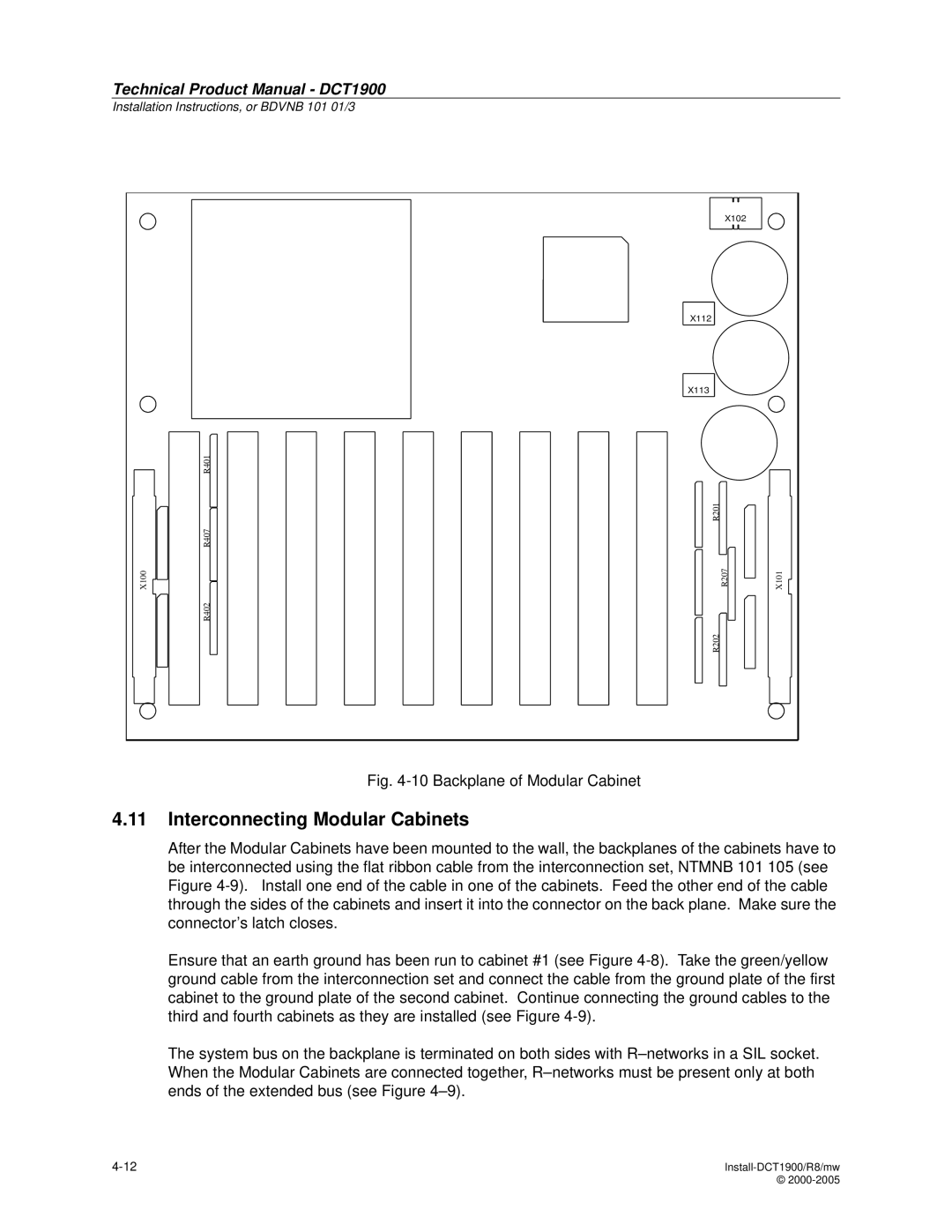 Nortel Networks DCT1900 manual Interconnecting Modular Cabinets, Backplane of Modular Cabinet 