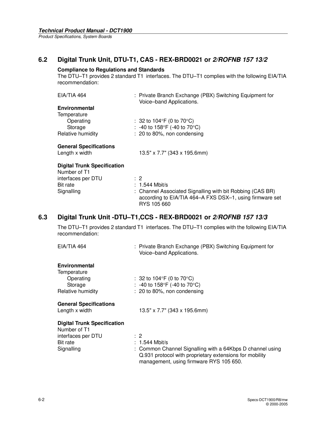 Nortel Networks DCT1900 manual General Specifications 