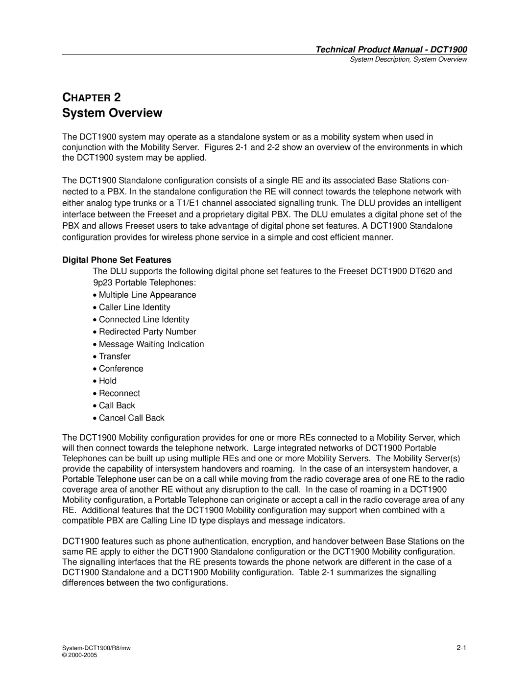 Nortel Networks DCT1900 manual System Overview, Digital Phone Set Features 