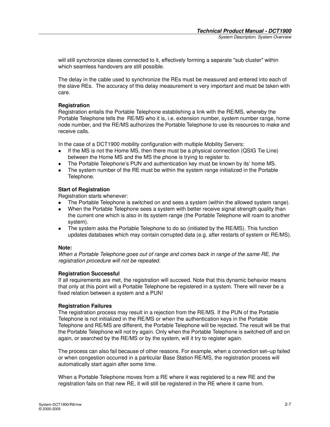 Nortel Networks DCT1900 manual Start of Registration, Registration Successful, Registration Failures 