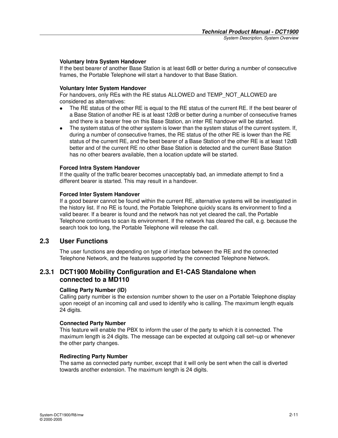 Nortel Networks DCT1900 manual User Functions 