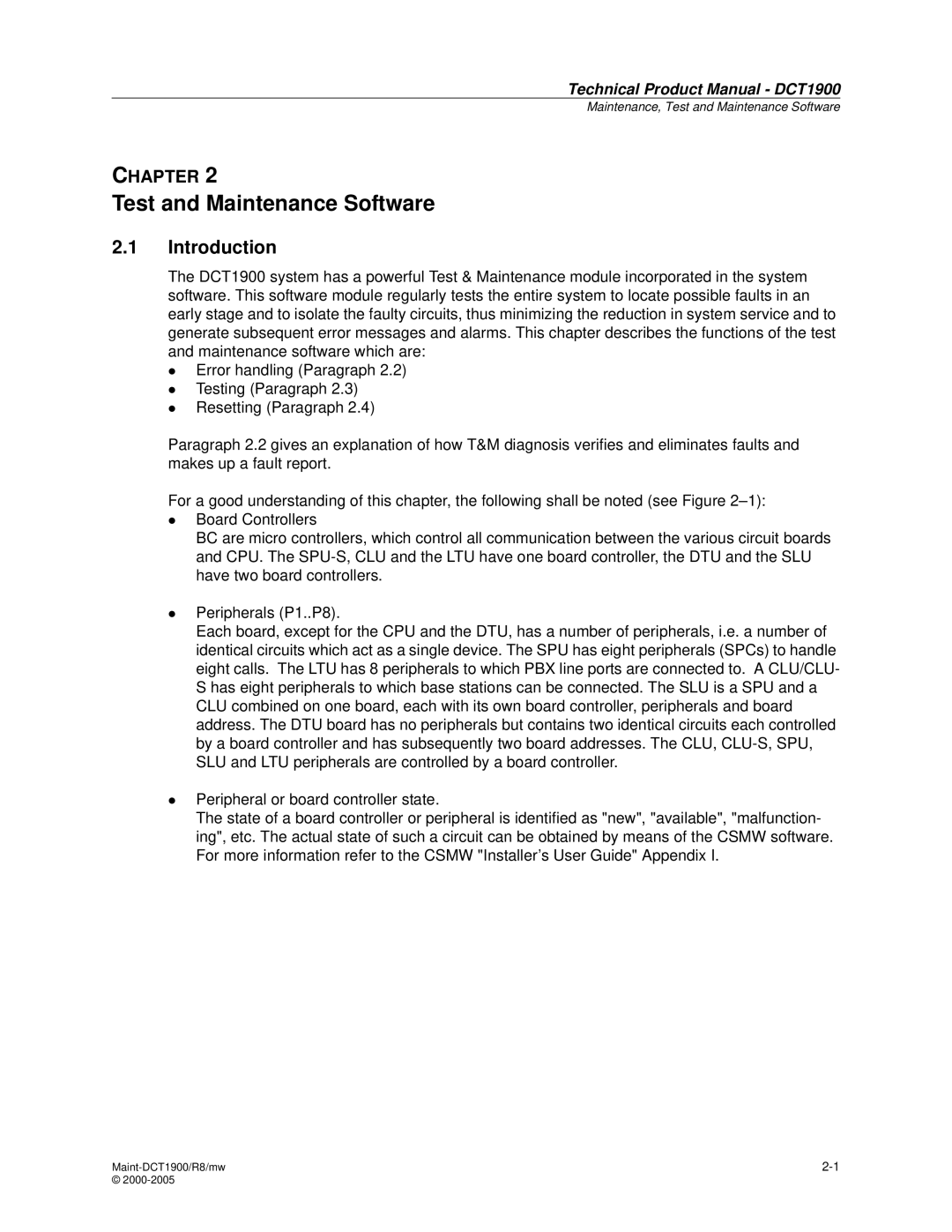 Nortel Networks DCT1900 manual Test and Maintenance Software, Introduction 