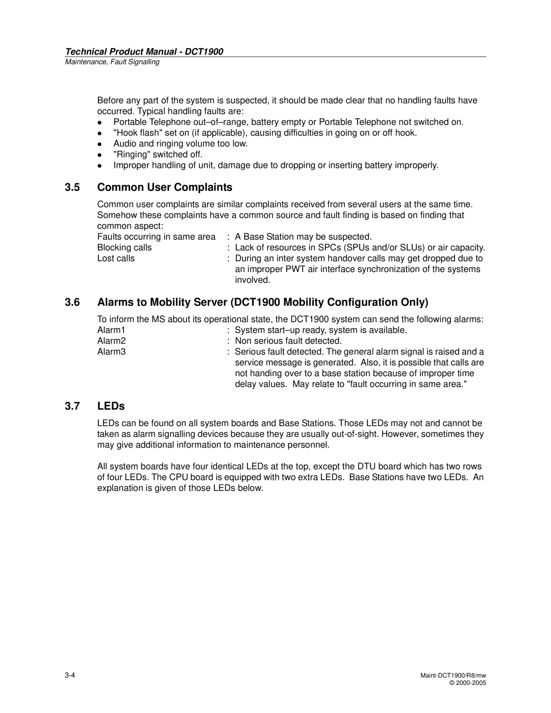 Nortel Networks DCT1900 manual Common User Complaints, LEDs 