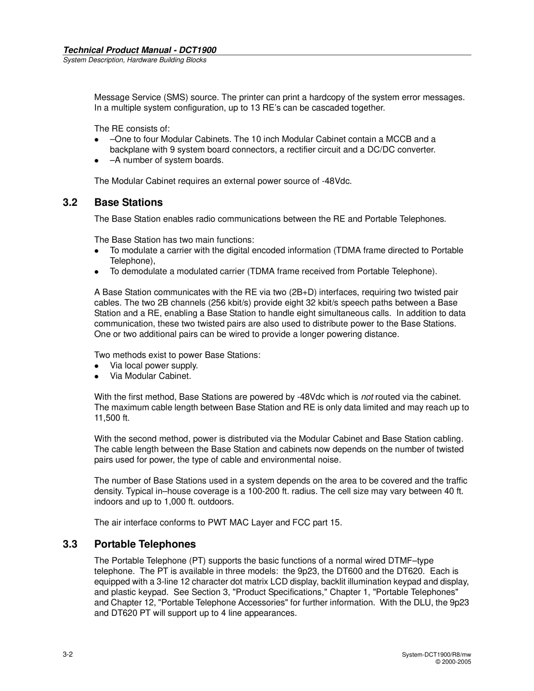 Nortel Networks DCT1900 manual Base Stations, Portable Telephones 