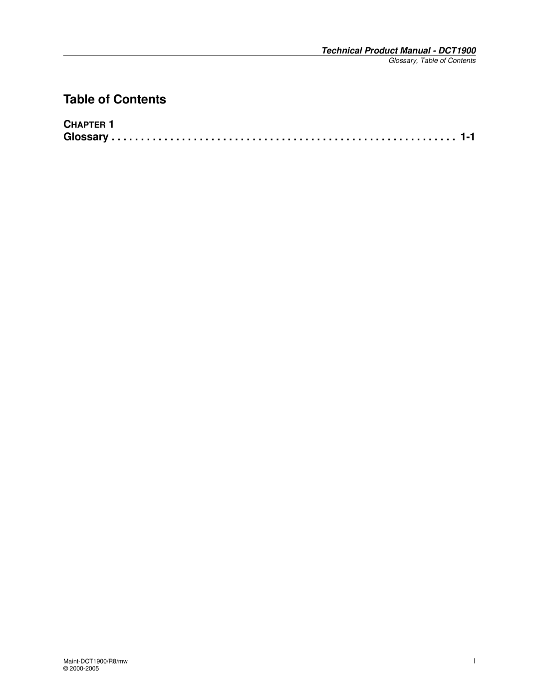 Nortel Networks DCT1900 manual Table of Contents, Glossary 