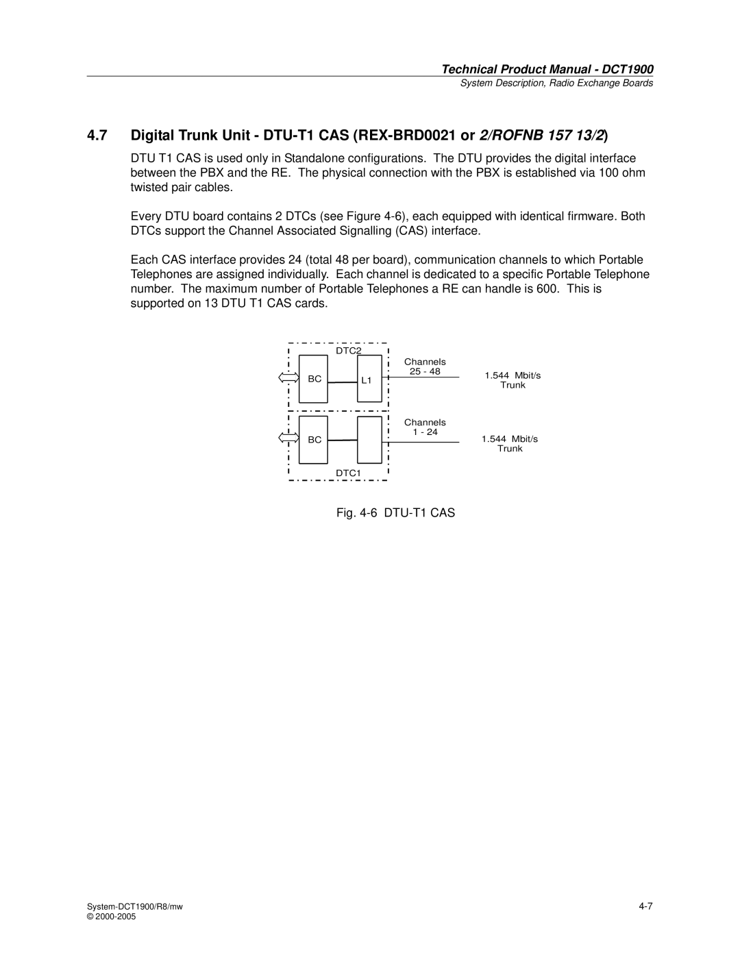 Nortel Networks DCT1900 manual DTU-T1 CAS 