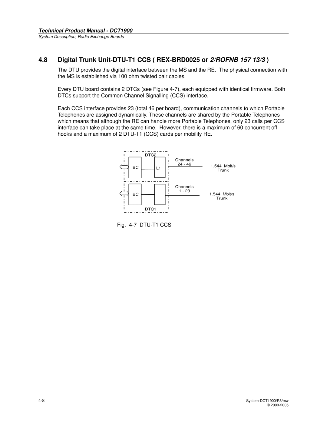 Nortel Networks DCT1900 manual DTU-T1 CCS 