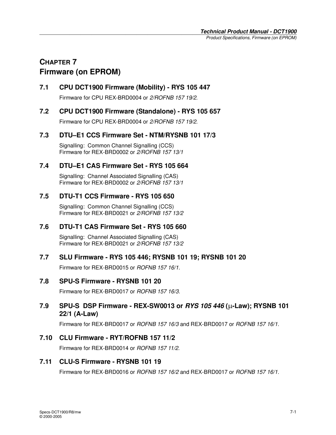 Nortel Networks DCT1900 manual Firmware on Eprom 