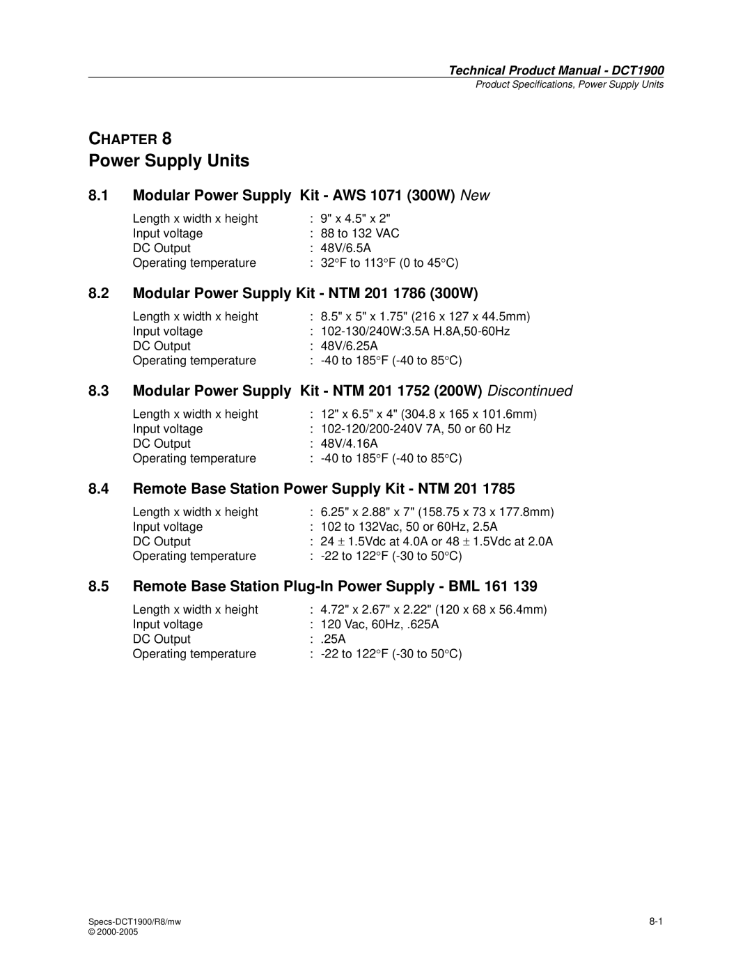 Nortel Networks DCT1900 manual Power Supply Units 