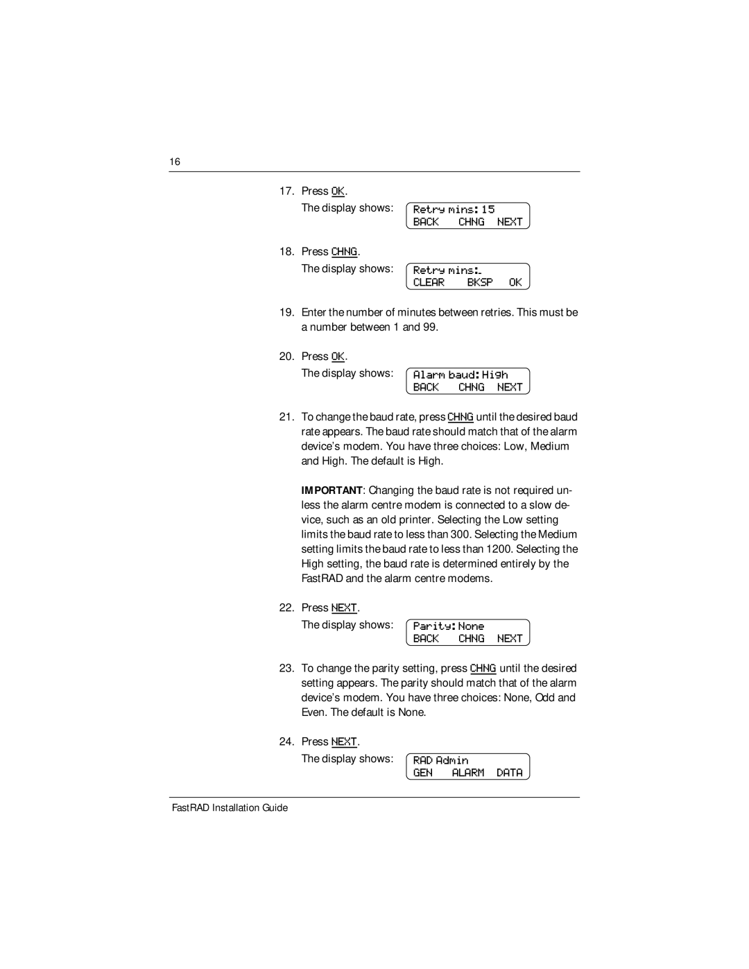 Nortel Networks FastRad manual Retry mins 