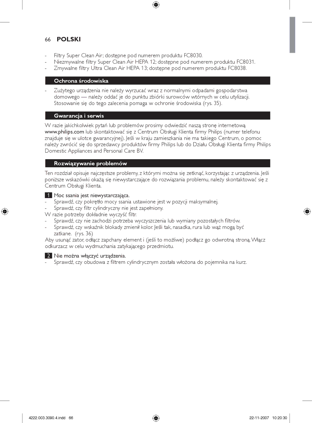 Nortel Networks FC9219 - FC9200 manual Ochrona środowiska, Gwarancja i serwis Rozwiązywanie problemów 