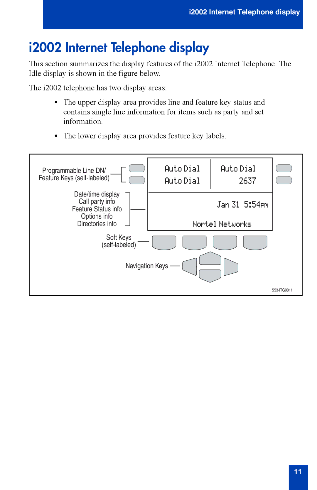 Nortel Networks i2002 manual I2002 Internet Telephone display 