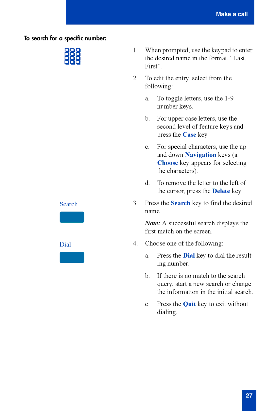 Nortel Networks i2002 manual Search Dial 