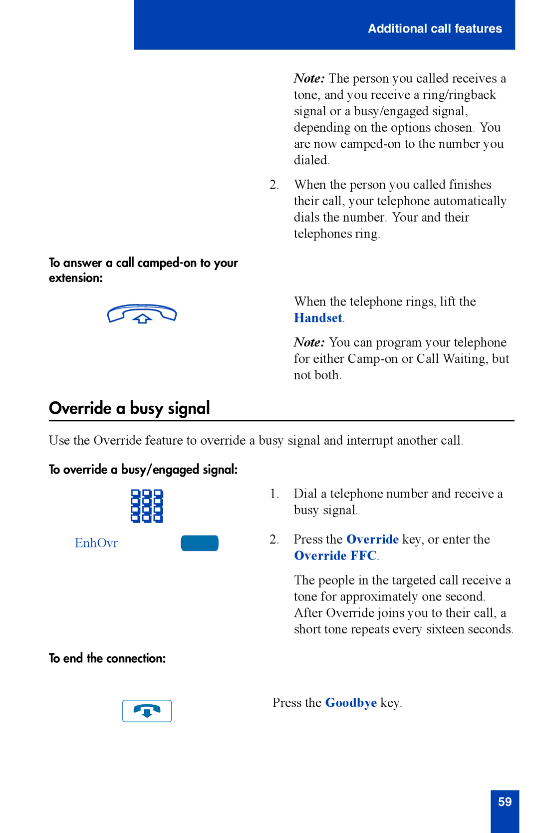 Nortel Networks i2002 manual Override a busy signal, Handset 