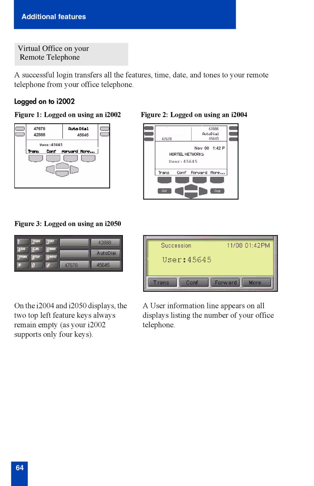 Nortel Networks i2002 manual Logged on using an 