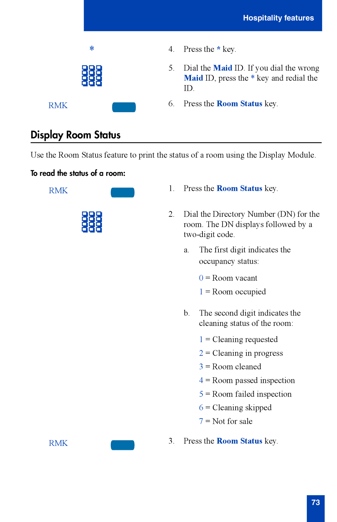 Nortel Networks i2002 manual Display Room Status 