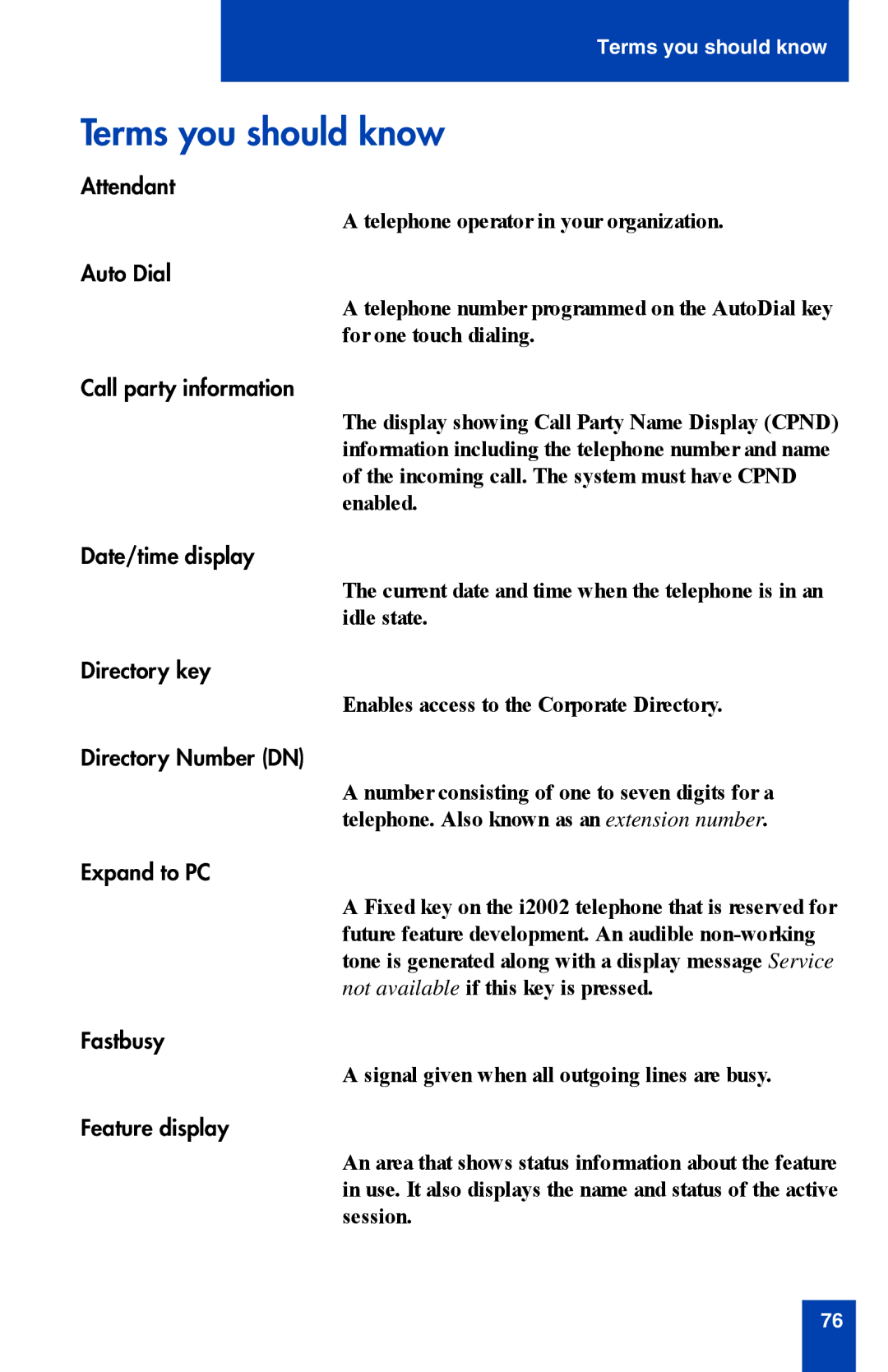 Nortel Networks i2002 manual Terms you should know, Call party information 