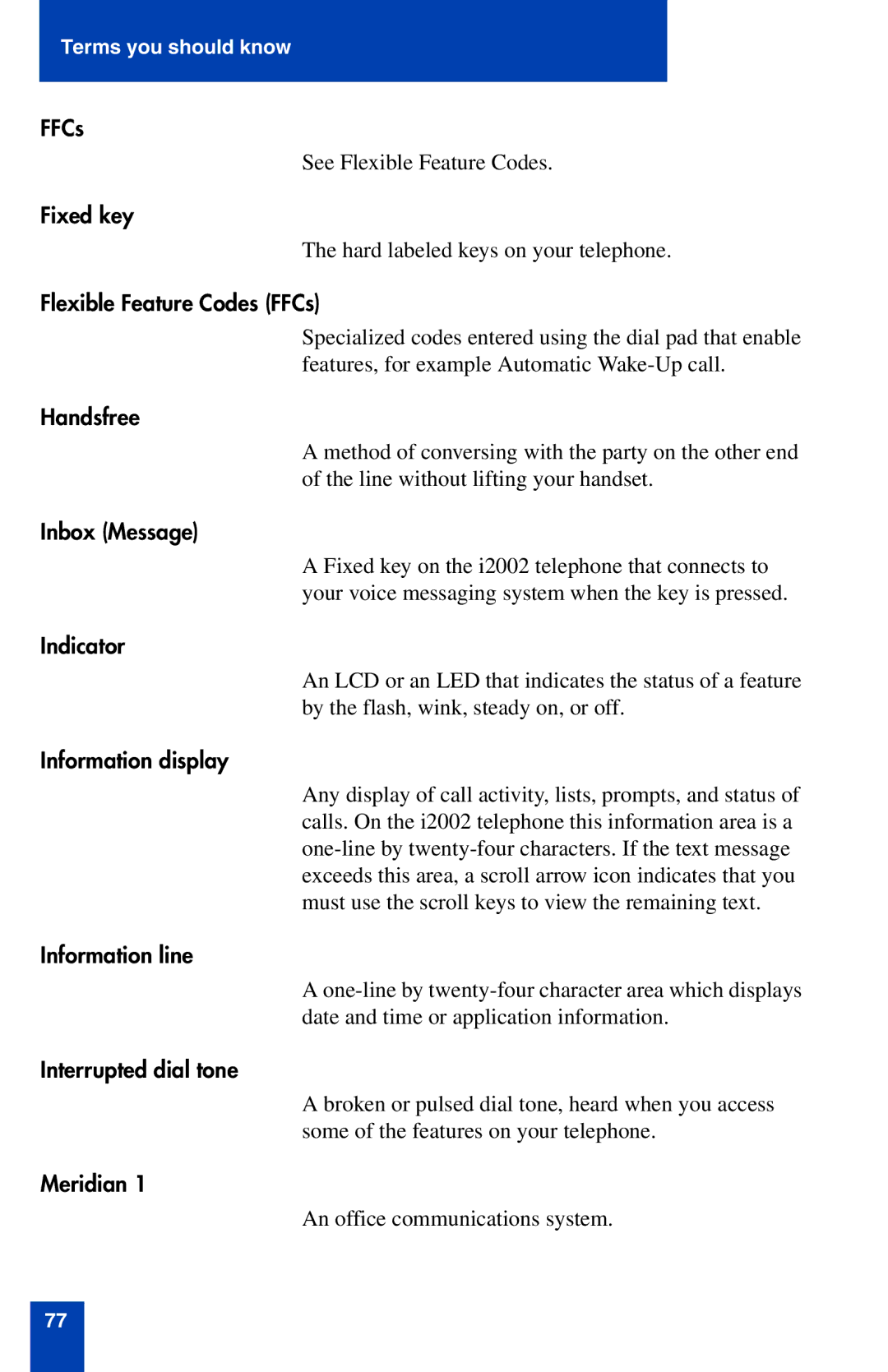 Nortel Networks i2002 manual FFCs 