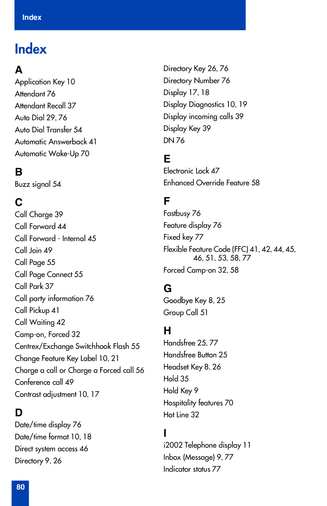 Nortel Networks i2002 manual Index 