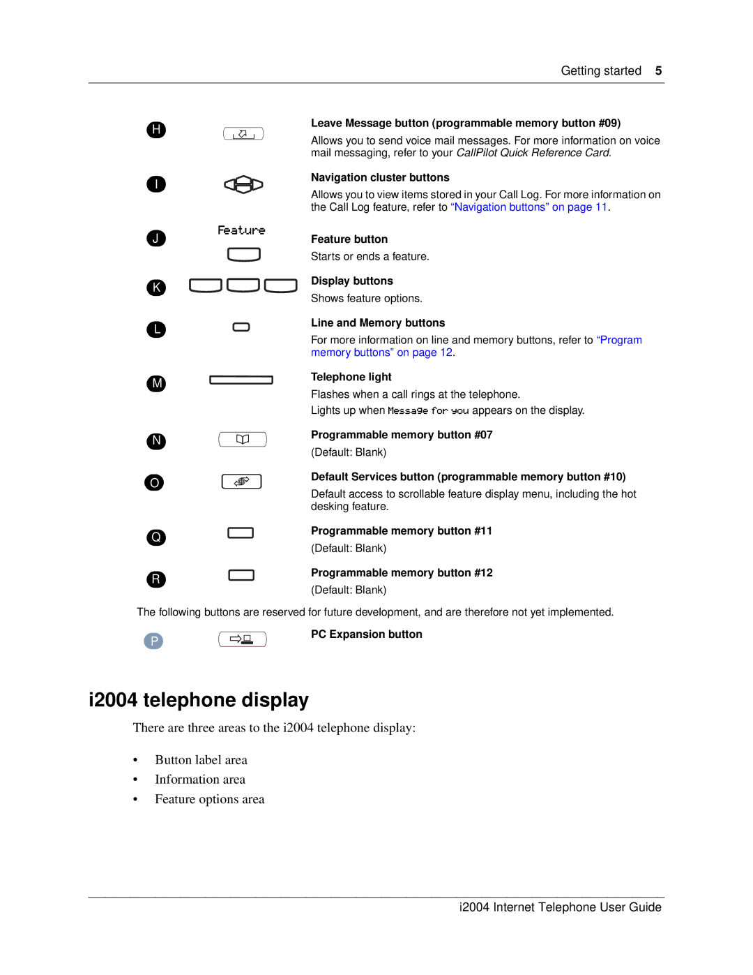 Nortel Networks i2004 manual I2004 telephone display, Leave Message button programmable memory button #09 