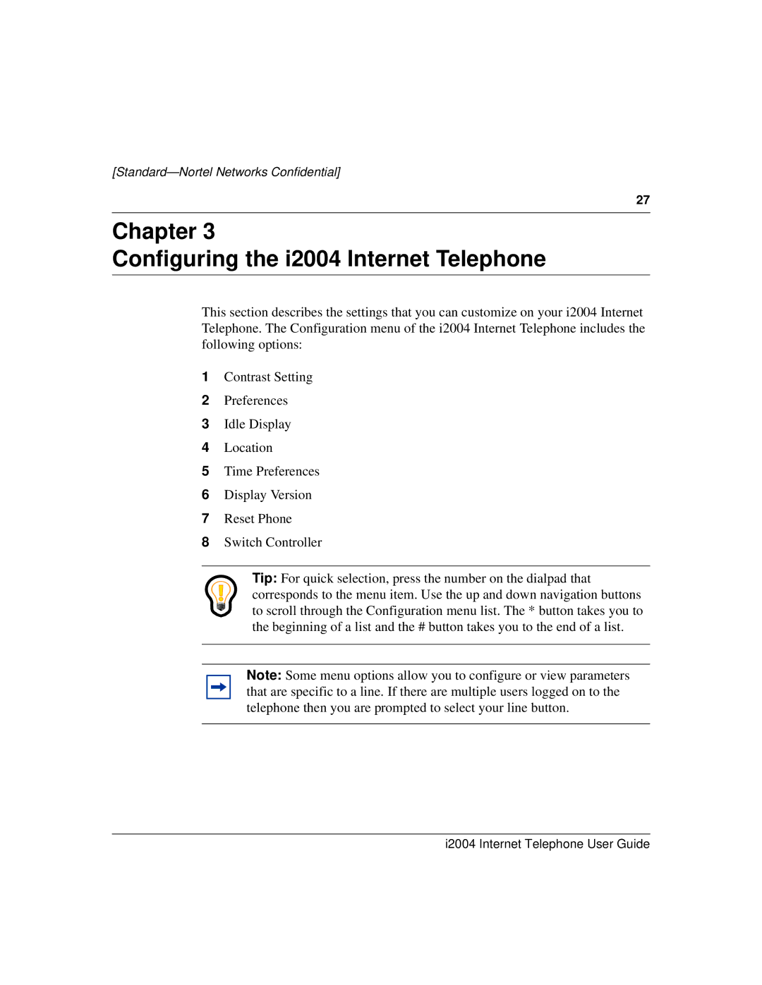 Nortel Networks manual Chapter Configuring the i2004 Internet Telephone 