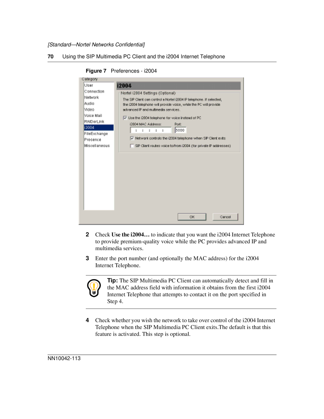 Nortel Networks i2004 manual Preferences 