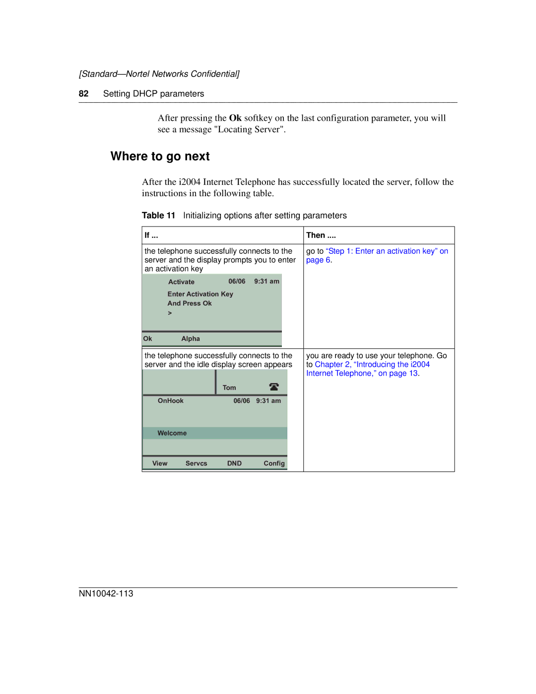 Nortel Networks i2004 manual Where to go next, Initializing options after setting parameters 