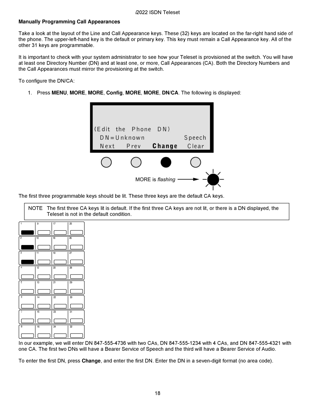 Nortel Networks i2022 Series manual Manually Programming Call Appearances 