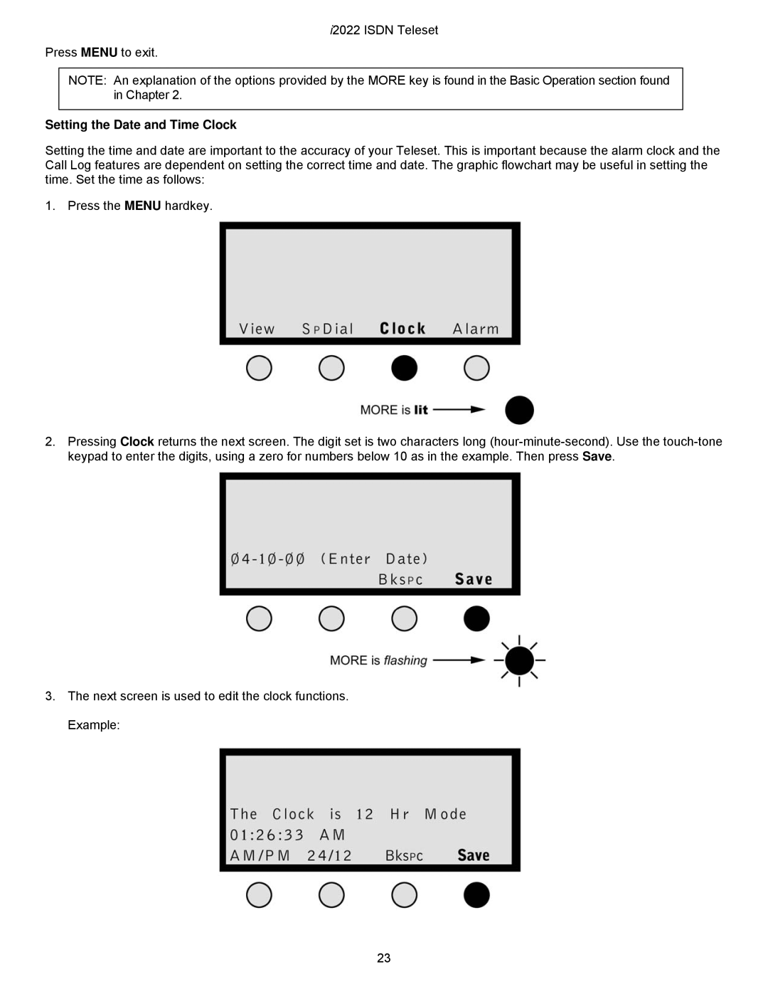 Nortel Networks i2022 Series manual Setting the Date and Time Clock 