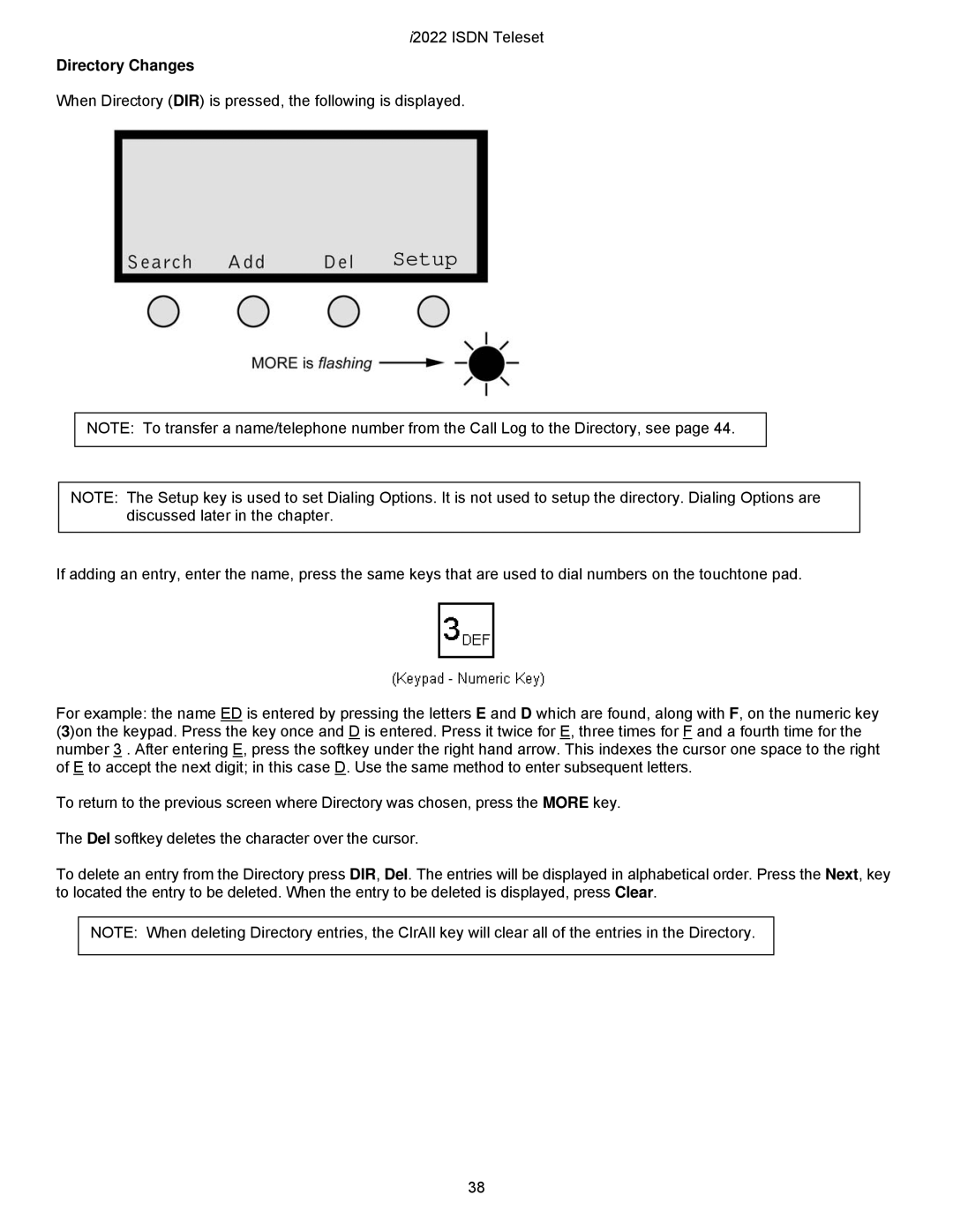 Nortel Networks i2022 Series manual Setup, Directory Changes 