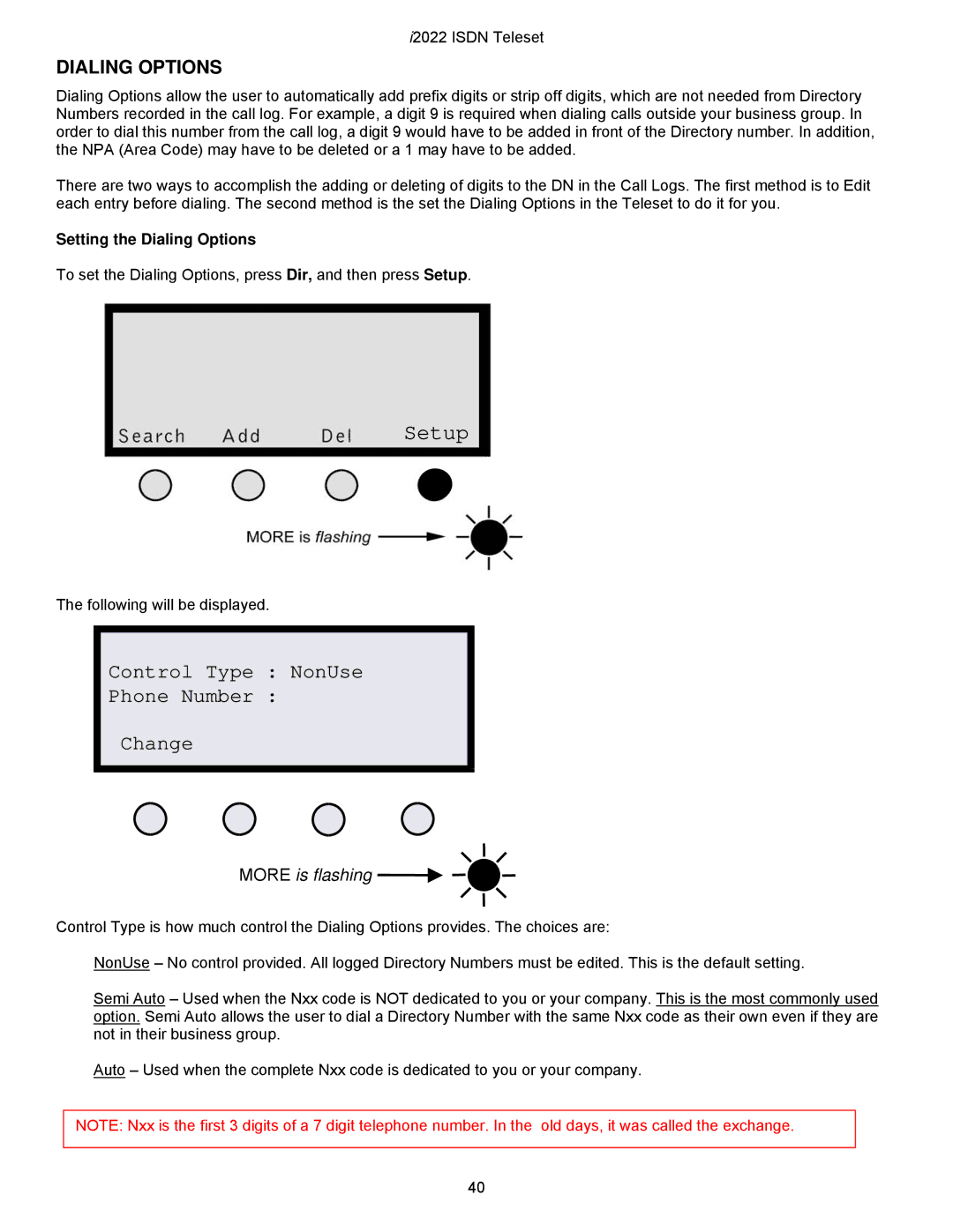 Nortel Networks i2022 Series manual Setting the Dialing Options 