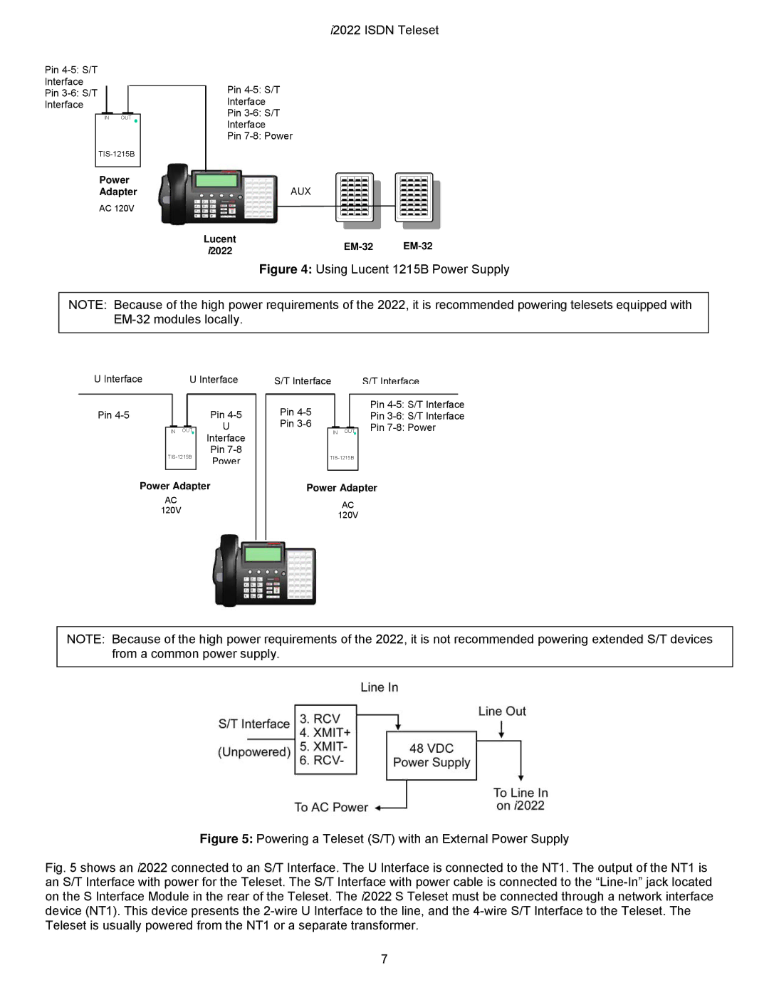 Nortel Networks i2022 Series manual Using Lucent 1215B Power Supply 