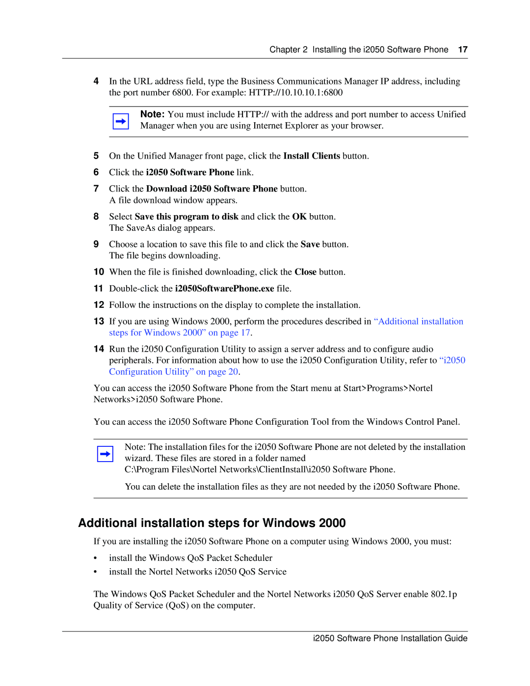 Nortel Networks manual Additional installation steps for Windows, Double-click the i2050SoftwarePhone.exe file 