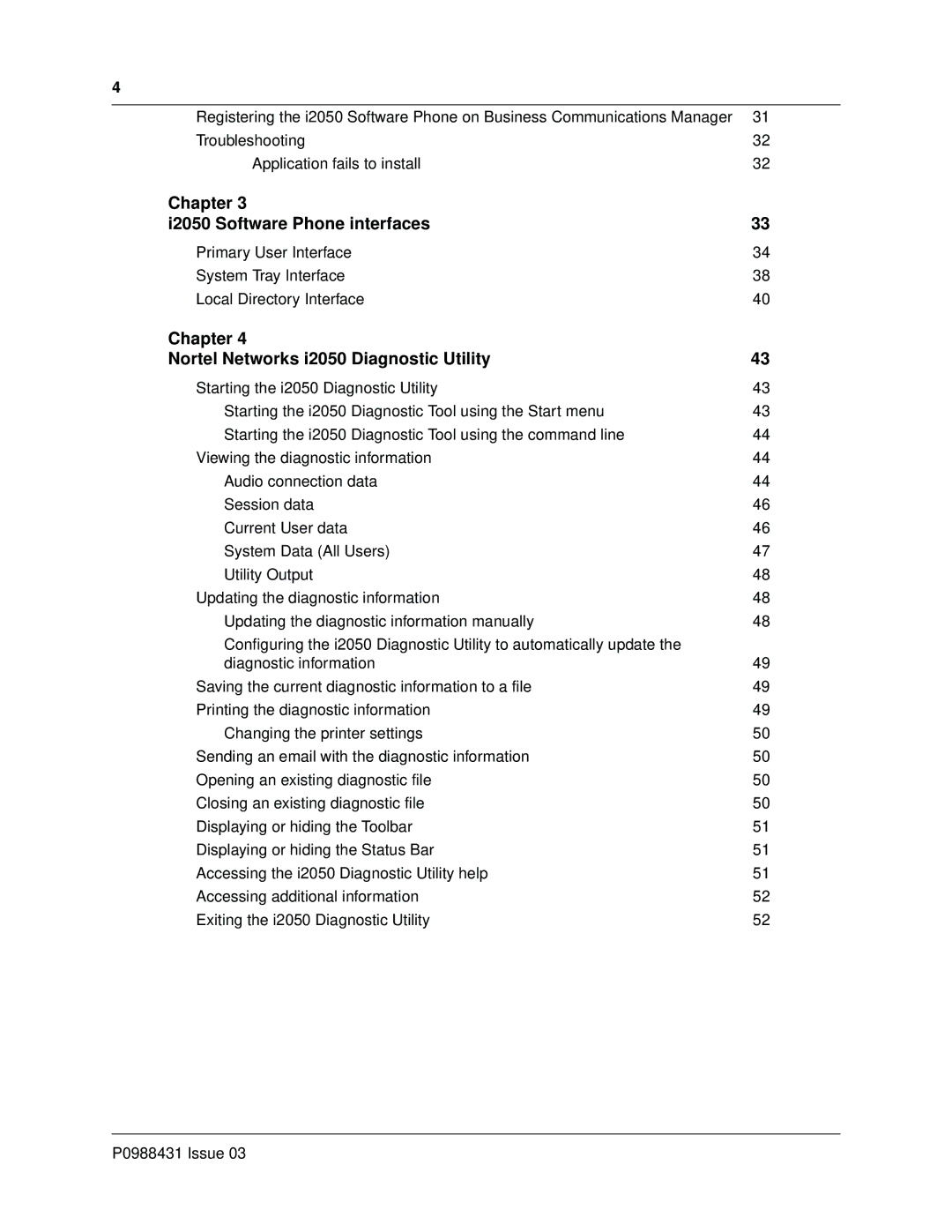 Nortel Networks i2050 manual Chapter I2050 Software Phone interfaces 