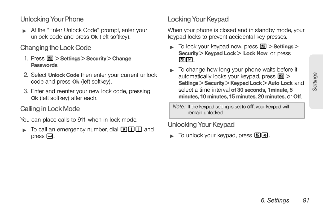 Nortel Networks I680 UnlockingYourPhone, ChangingtheLockCode, CallinginLockMode, LockingYourKeypad, UnlockingYourKeypad 