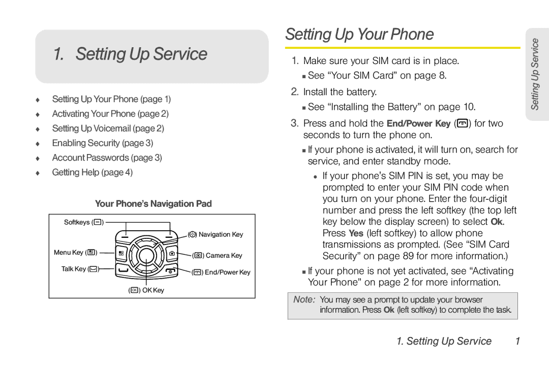 Nortel Networks I680 manual Setting Up Service, Setting Up Your Phone 