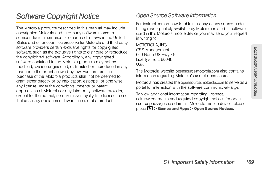 Nortel Networks I680 Software Copyright Notice, Open Source Software Information, S1. Important Safety Information 169 