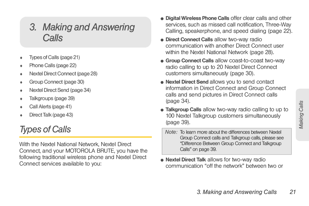 Nortel Networks I680 manual Making and Answering Calls, Types of Calls 