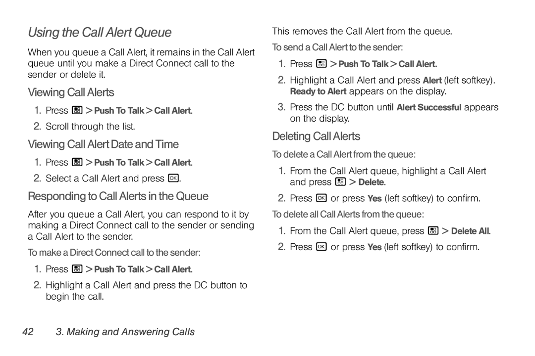 Nortel Networks I680 manual Using the Call Alert Queue, ViewingCallAlerts, ViewingCallAlertDateandTime, DeletingCallAlerts 