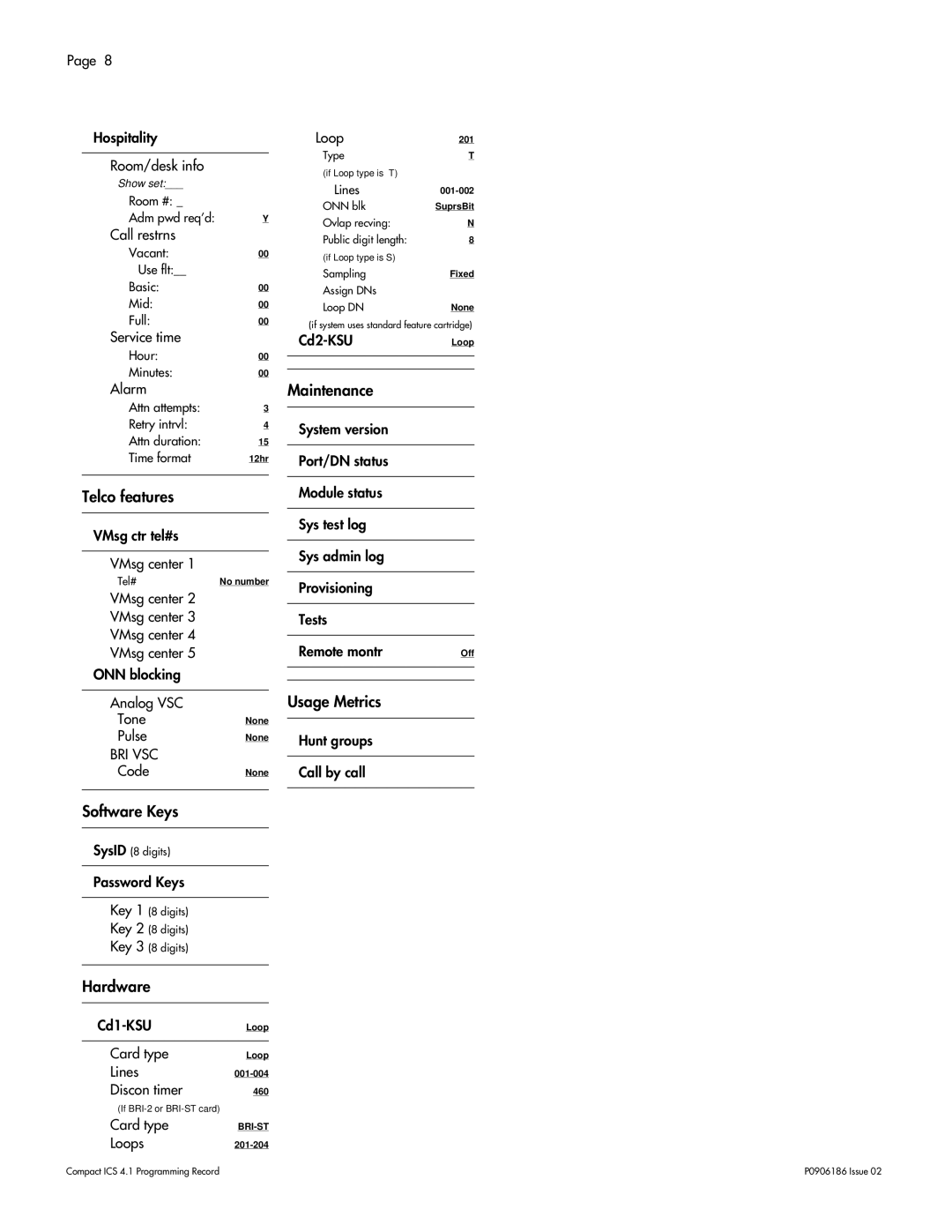 Nortel Networks ICS 4.1 manual Cd1-KSU 