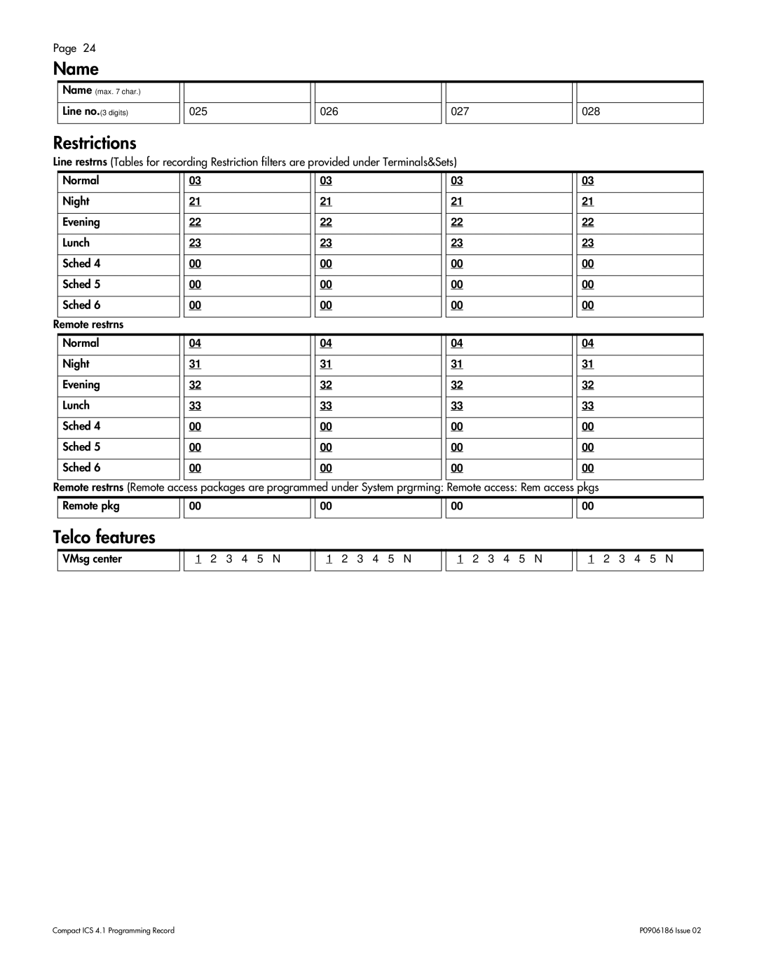 Nortel Networks ICS 4.1 manual 025 026 027 028 