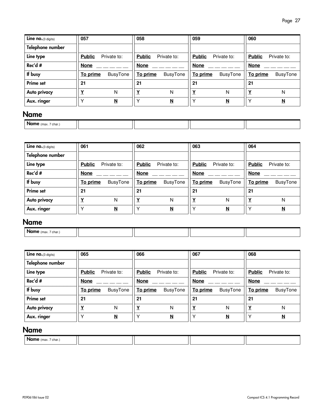 Nortel Networks ICS 4.1 manual 057, 058, 059, 060, 061, 062, 063, 064, 065, 066, 067, 068 