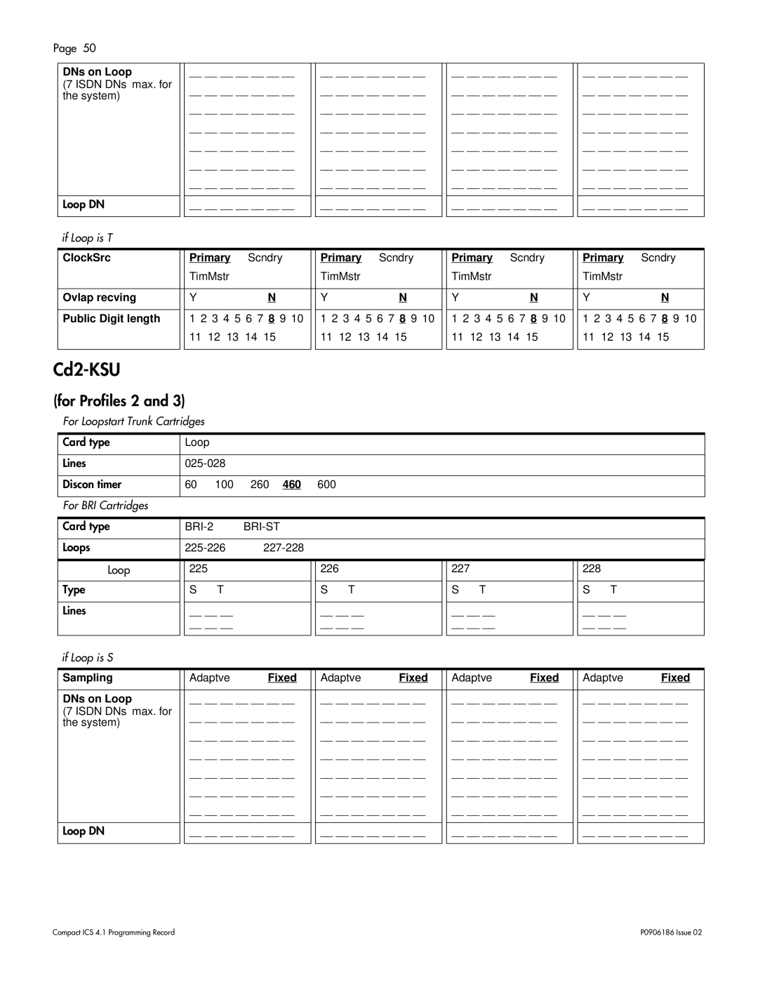 Nortel Networks ICS 4.1 manual ClockSrc Primary, Ovlap recving Public Digit length 