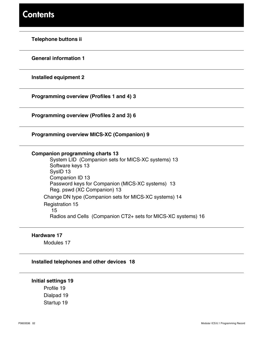 Nortel Networks ICS 6.1 manual Contents 