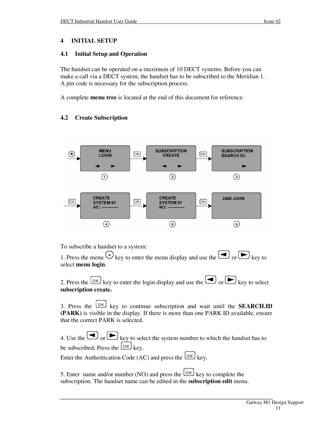 Nortel Networks Industrial Handset manual Initial Setup and Operation, Create Subscription 