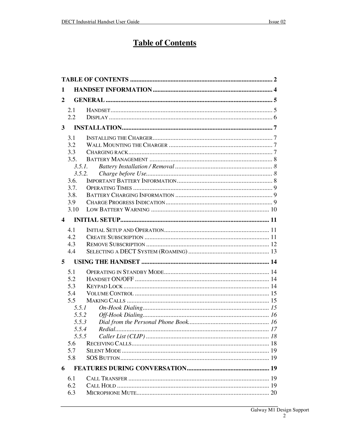 Nortel Networks Industrial Handset manual Table of Contents 